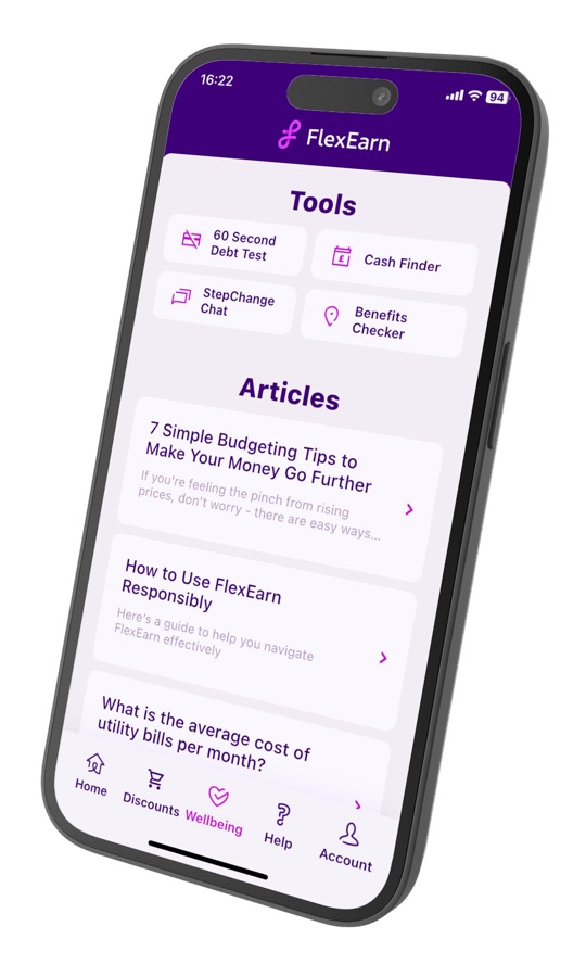 FlexEarn financial wellbeing features
