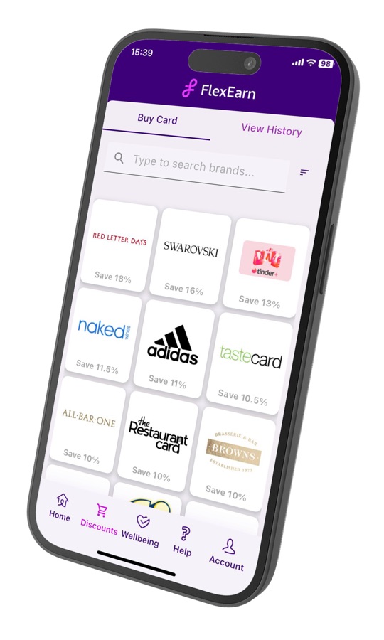 FlexEarn gift cards screen